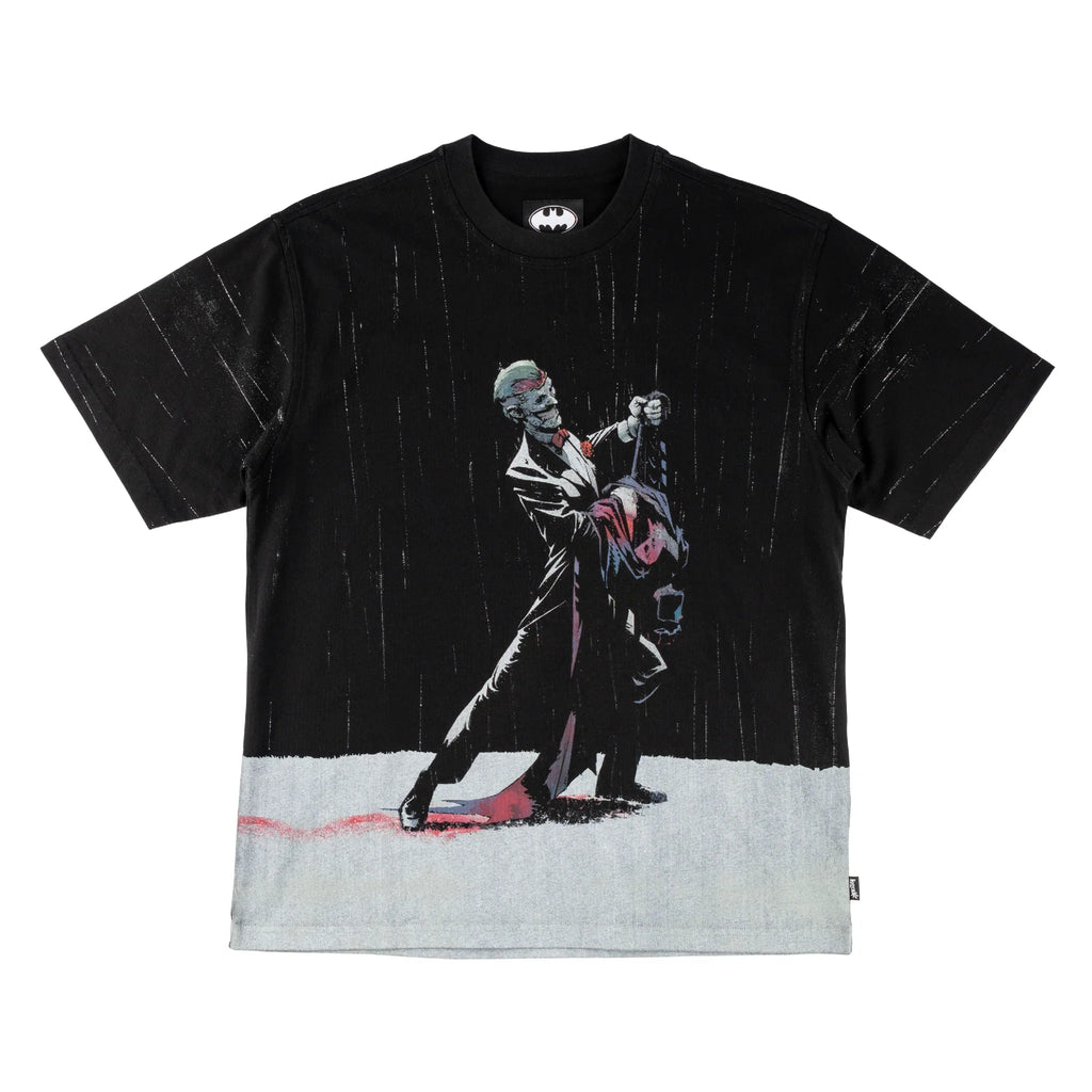 Welcome x Batman Rain Dance All-Over Print Boxy Knit Tee - Black