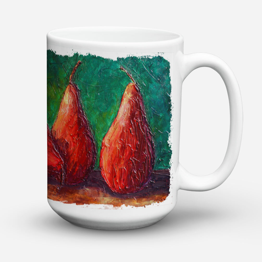 Pears Ceramic Coffee Mug 15 oz Decorative Large C Handle Mug Cup for Tea, Cocoa Hot Chocolate