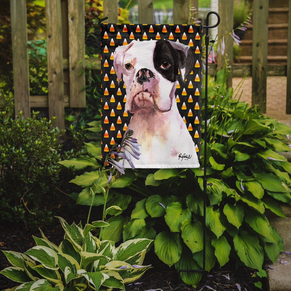 White Boxer Cooper Candy Corn Garden Flag Mailbox Decorative Yard Banner Outside Patio Artwork for Flower Beds, Garden Size, Multicolor