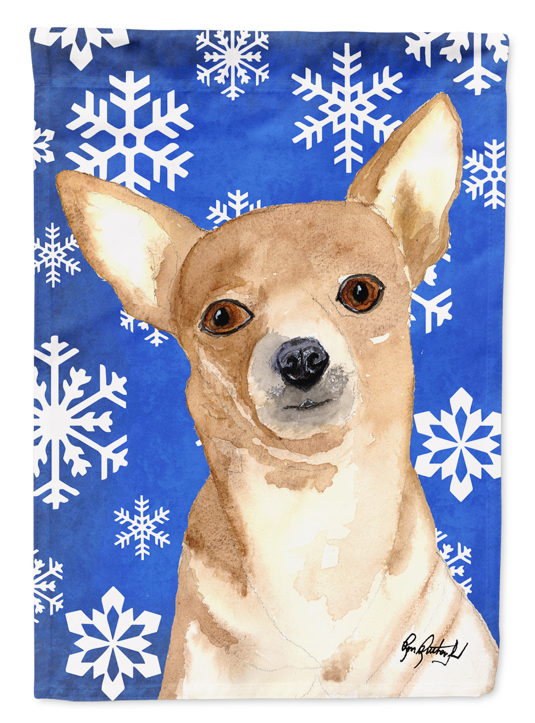 Chihuahua Winter Snowflakes Garden Flag Mailbox Decorative Yard Banner Outside Patio Artwork for Flower Beds, Garden Size, Multicolor