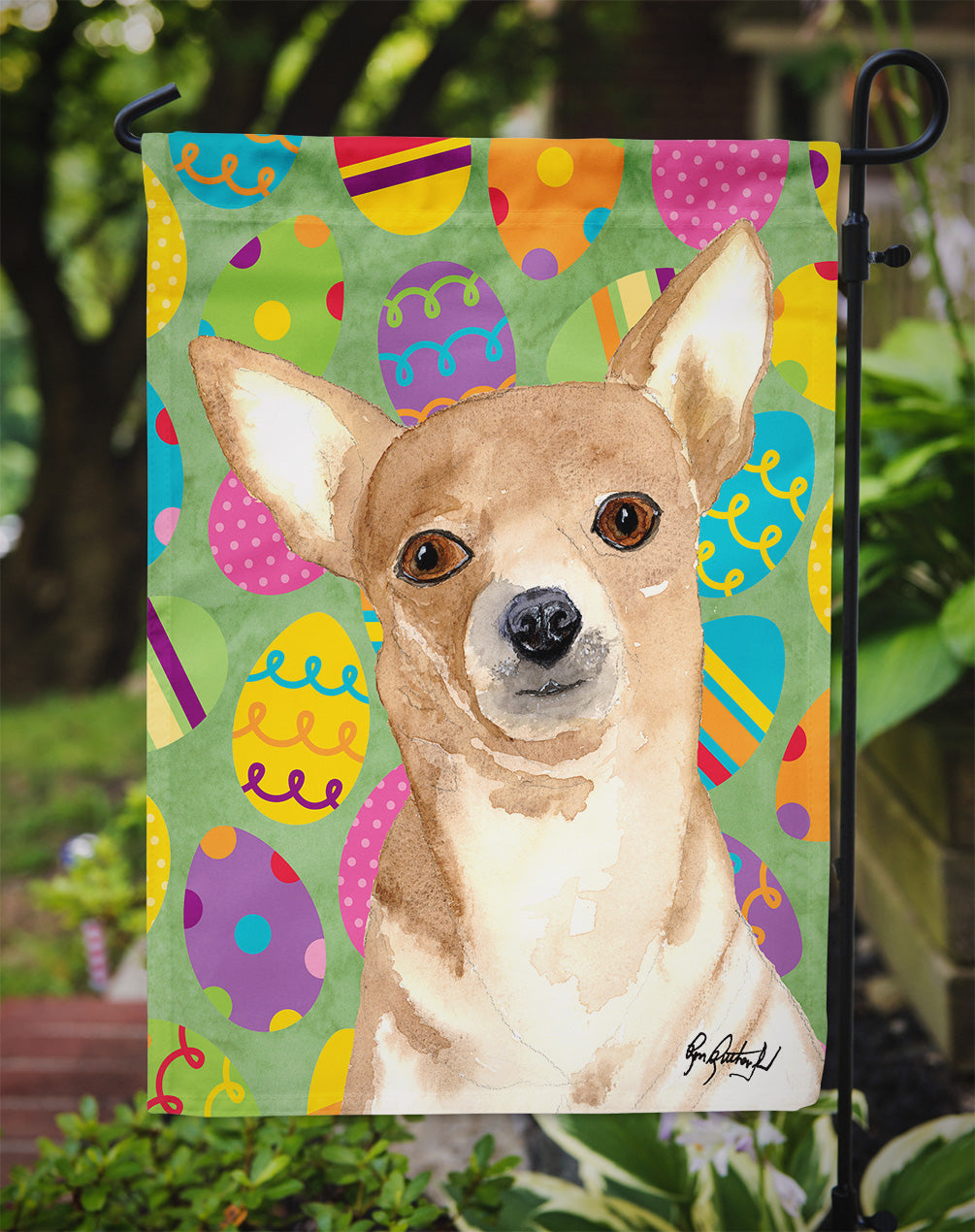 Chihuahua Easter Eggs Garden Flag Mailbox Decorative Yard Banner Outside Patio Artwork for Flower Beds, Garden Size, Multicolor