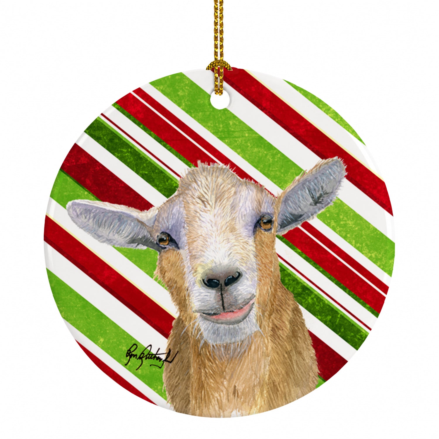 Goat Red Snowflakes Holiday Christmas  Ceramic Ornament Christmas Tree Hanging Decorations for Home Christmas Holiday, Party, Gift, 3 in, Multicolor