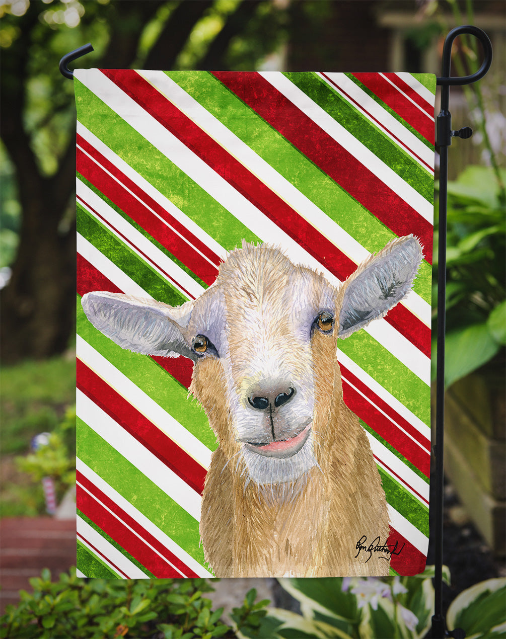Goat Red Snowflakes Holiday Christmas  Garden Flag Mailbox Decorative Yard Banner Outside Patio Artwork for Flower Beds, Garden Size, Multicolor