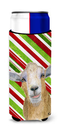 Goat Red Snowflakes Holiday Christmas Slim Can Hugger , Insulated Foam Hugger for 12 oz Slim Cans, Beer Bottles & Water Bottles, Printed in USA
