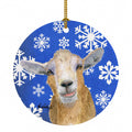 Goat Winter Snowflakes Holiday Ceramic Ornament Christmas Tree Hanging Decorations for Home Christmas Holiday, Party, Gift, 3 in, Multicolor
