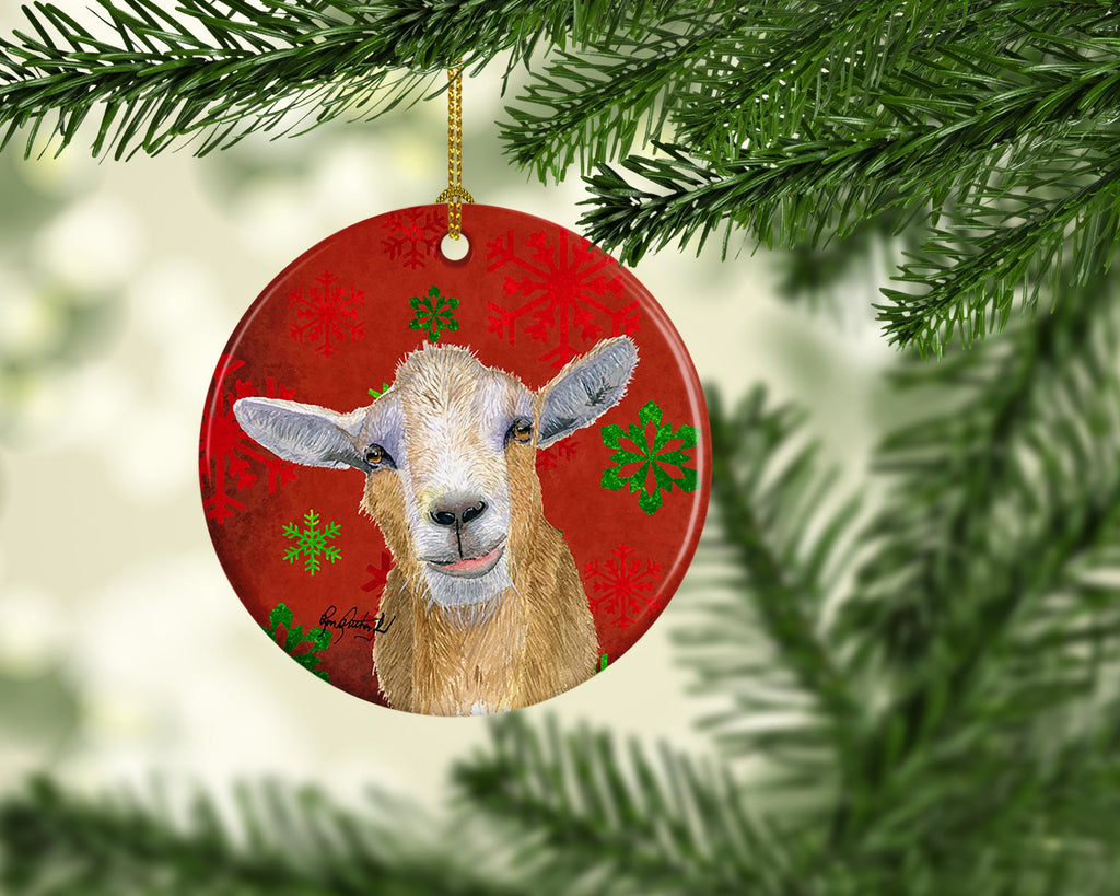 Goat Candy Cane Holiday Christmas Ceramic Ornament Christmas Tree Hanging Decorations for Home Christmas Holiday, Party, Gift, 3 in, Multicolor
