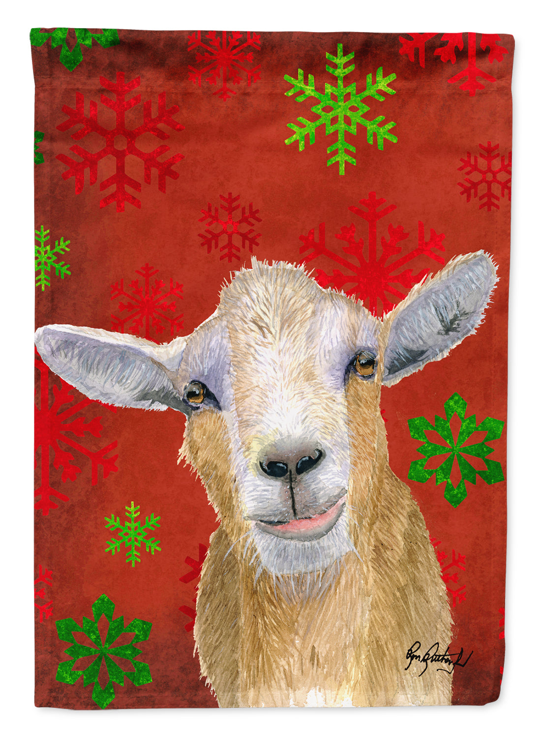 Goat Candy Cane Holiday Christmas Garden Flag Mailbox Decorative Yard Banner Outside Patio Artwork for Flower Beds, Garden Size, Multicolor