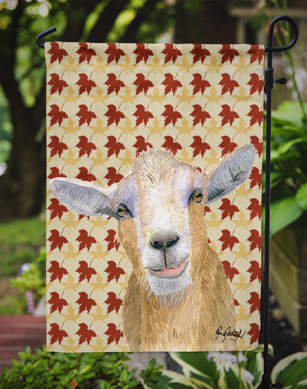 Goat Fall Leaves Garden Flag Mailbox Decorative Yard Banner Outside Patio Artwork for Flower Beds, Garden Size, Multicolor