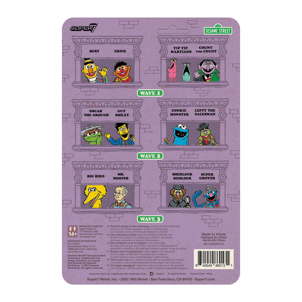 Super7 x SESAME STREET - SUPER GROVER, SHERLOCK HEMLOCK, MR. HOOPER, BIG BIRD ReAction Figures