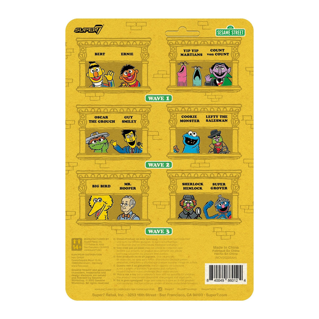 Super7 x SESAME STREET - SUPER GROVER, SHERLOCK HEMLOCK, MR. HOOPER, BIG BIRD ReAction Figures