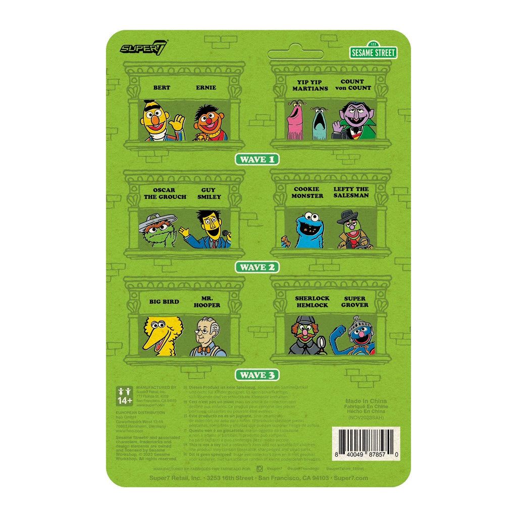 Super7 x SESAME STREET - SUPER GROVER, SHERLOCK HEMLOCK, MR. HOOPER, BIG BIRD ReAction Figures