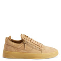 Giuseppe Zanotti GZ94 White Nubuck Low-Top Sneakers with Side Zippers and Honey Rubber Sole