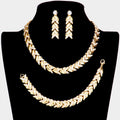 3PCS - Rhinestone Embellished Chevron Link Necklace Jewelry Set