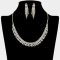 Round Stone Accented Rhinestone Paved Collar Necklace