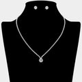 CZ Round Stone Cluster Point Rhinestone Paved Necklace