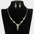 Rhinestone Paved Marquise Stone Stem Necklace