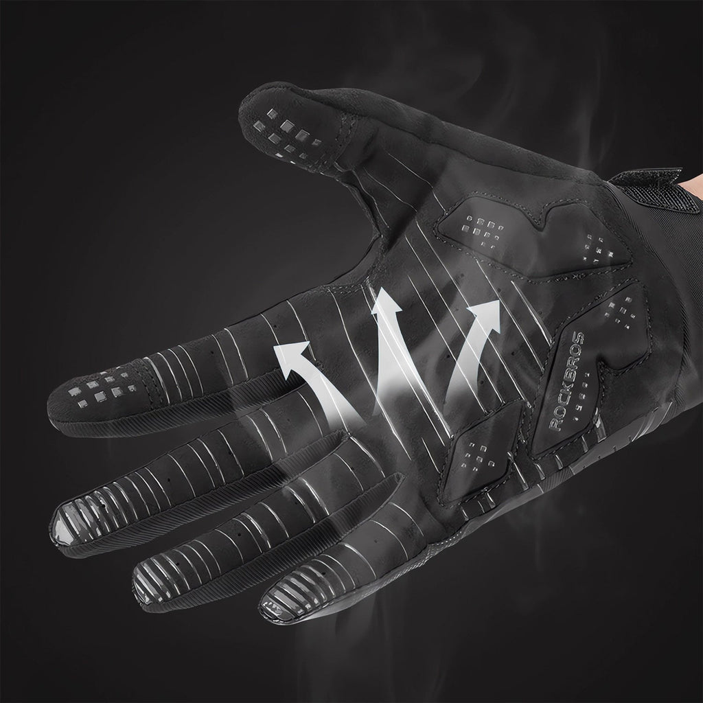 ROCKBROS Winter Windproof Silicone Full-Finger Cycling Gloves