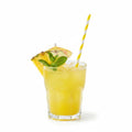 Bev Tek Yellow Paper Straw - Stripe, Biodegradable, 6mm - 7 3/4" - 100 count box