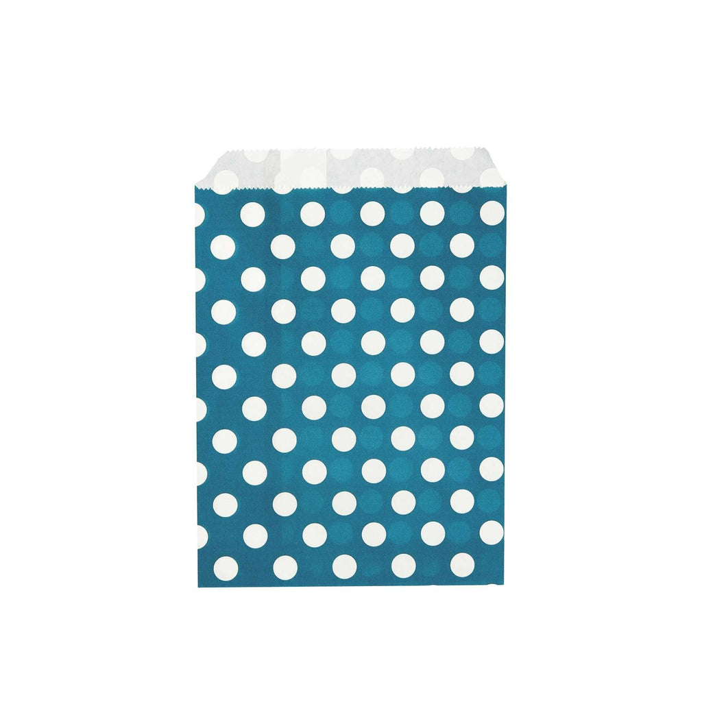 Bag Tek Rectangle Navy Blue Paper Bag - Polka Dots - 7" x 5" - 100 count box