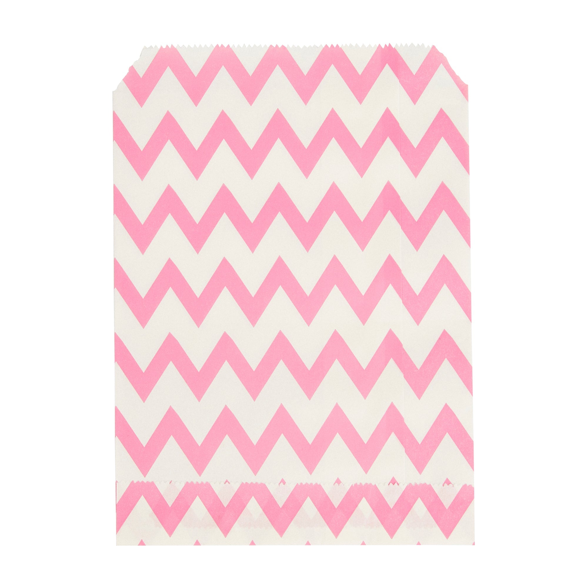Bag Tek Rectangle Pink Paper Bag - Zig Zags - 7" x 5" - 100 count box