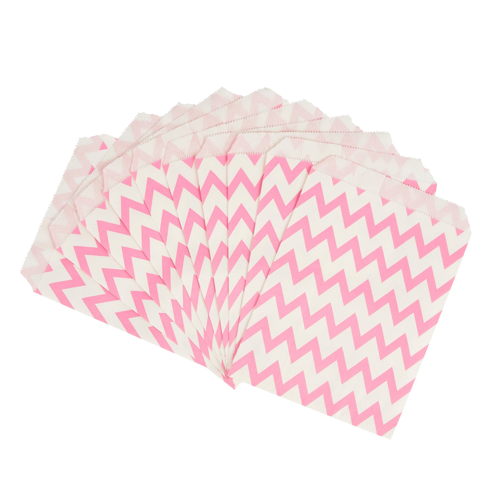 Bag Tek Rectangle Pink Paper Bag - Zig Zags - 7" x 5" - 100 count box
