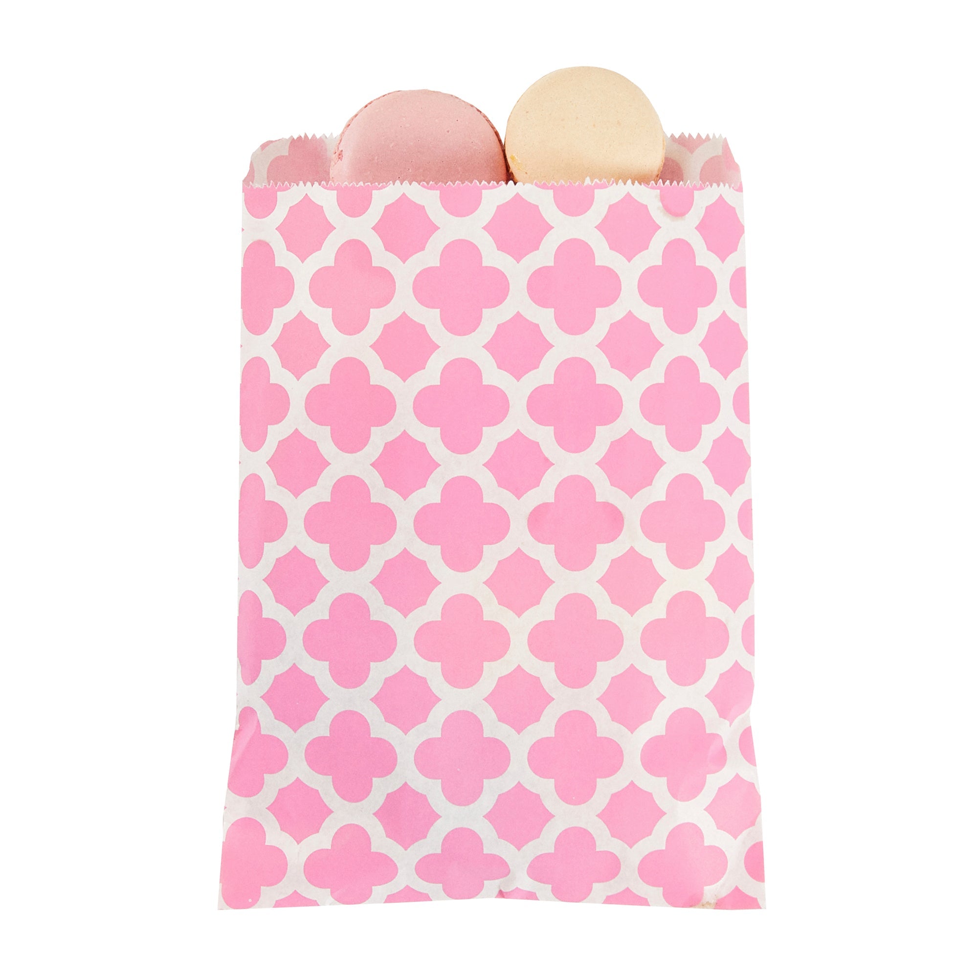 Bag Tek Rectangle Pink Paper Bag - Asian Monogram - 7" x 5" - 100 count box