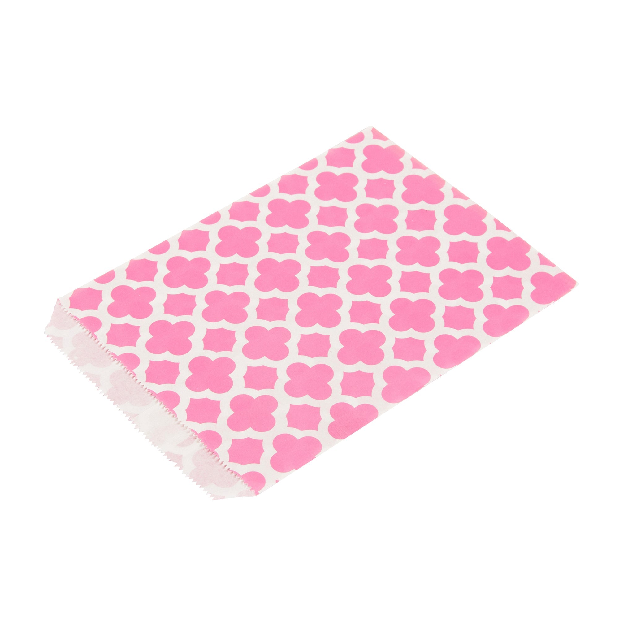 Bag Tek Rectangle Pink Paper Bag - Asian Monogram - 7" x 5" - 100 count box