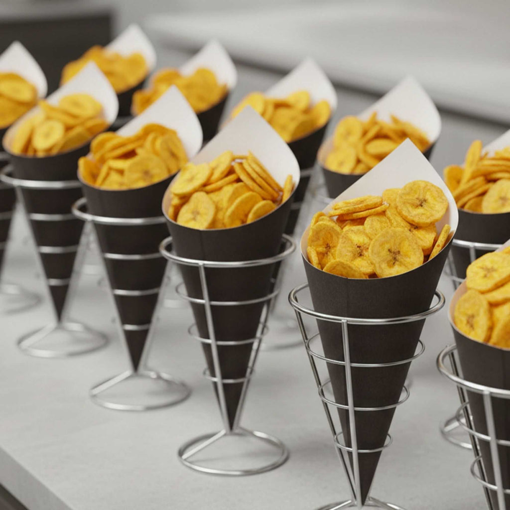 Cone Tek Black Paper Food Cone - 9 1/2" x 4 1/2" - 100 count box