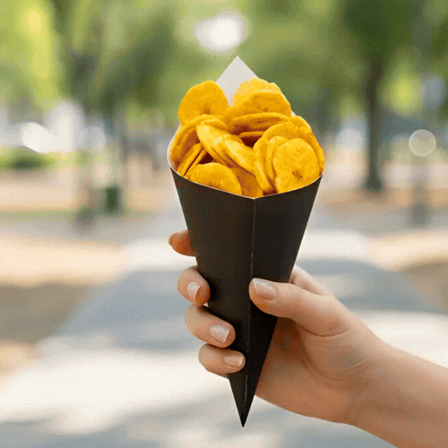 Cone Tek Black Paper Food Cone - 9 1/2" x 4 1/2" - 100 count box