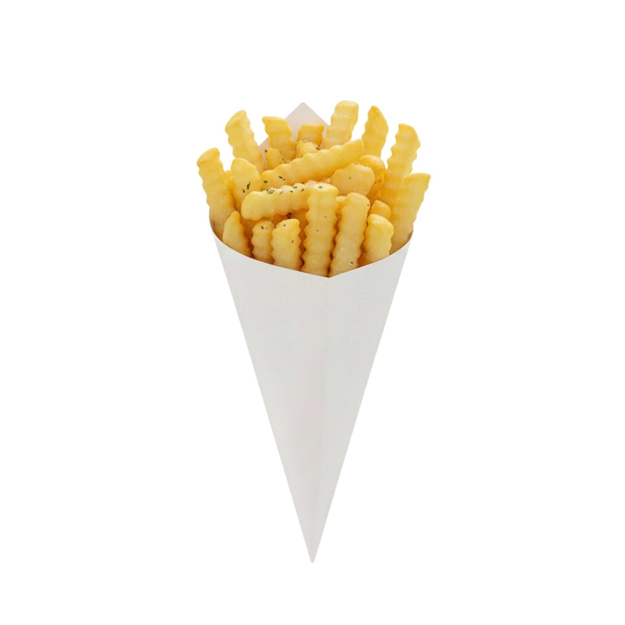 Cone Tek White Paper Food Cone - 9 1/2" x 4 1/2" - 100 count box