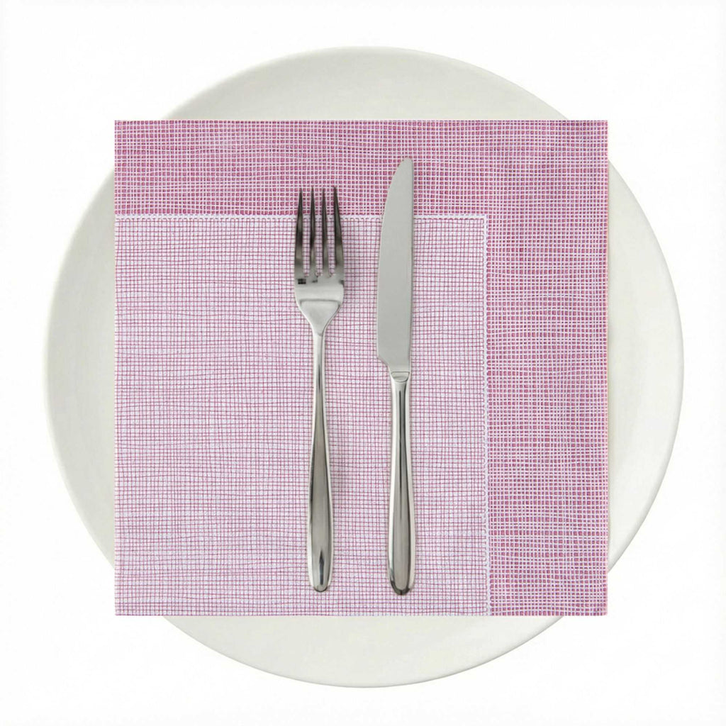 Luxenap Square White Paper Napkin - Super Lux, with Burgundy Threads - 15 3/4" x 15 3/4" - 25 count box