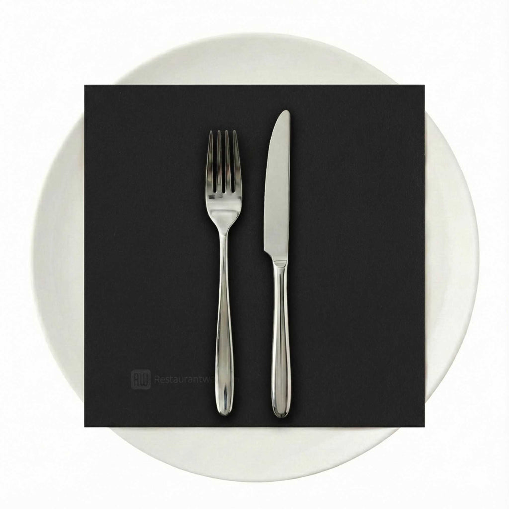 Luxenap Square Pure Black Paper Napkin - Air Laid - 15 3/4" x 15 3/4" - 25 count box