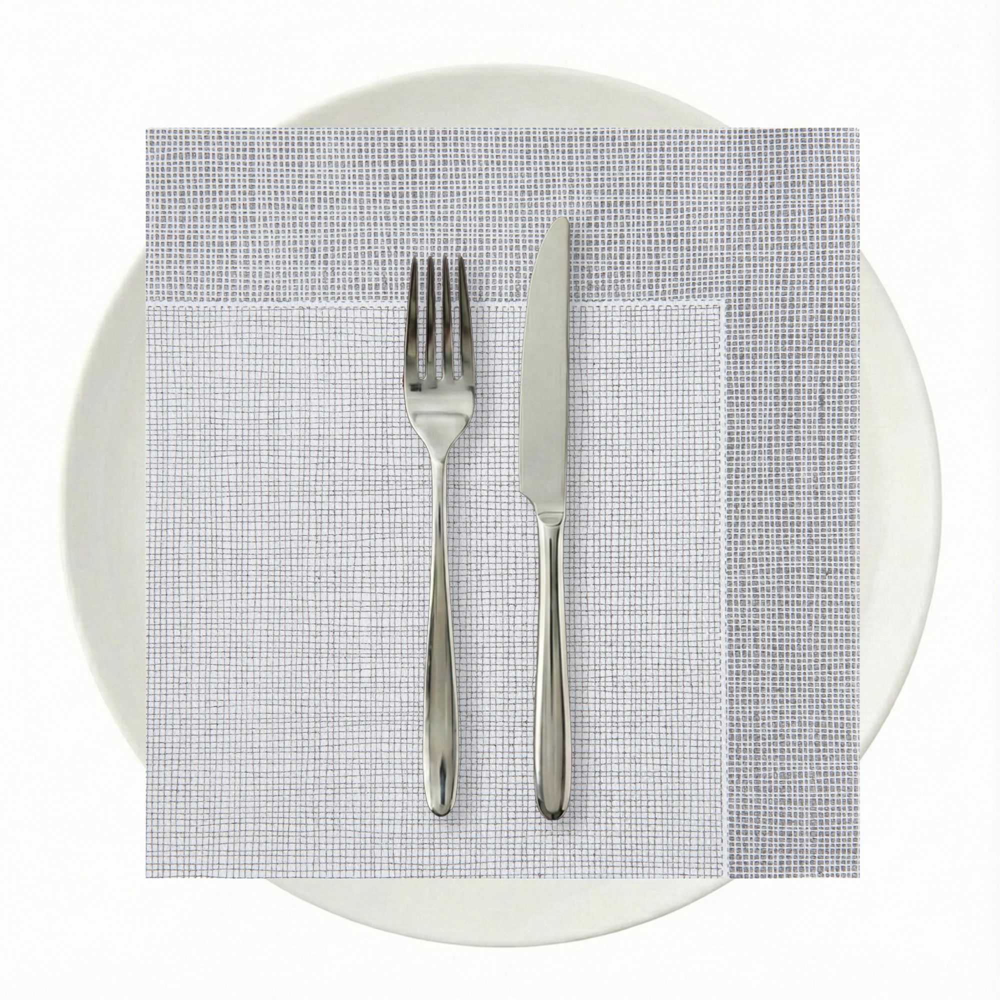 Luxenap Square White Paper Napkin - Air Laid, with Gray Threads - 15 3/4" x 15 3/4" - 25 count box