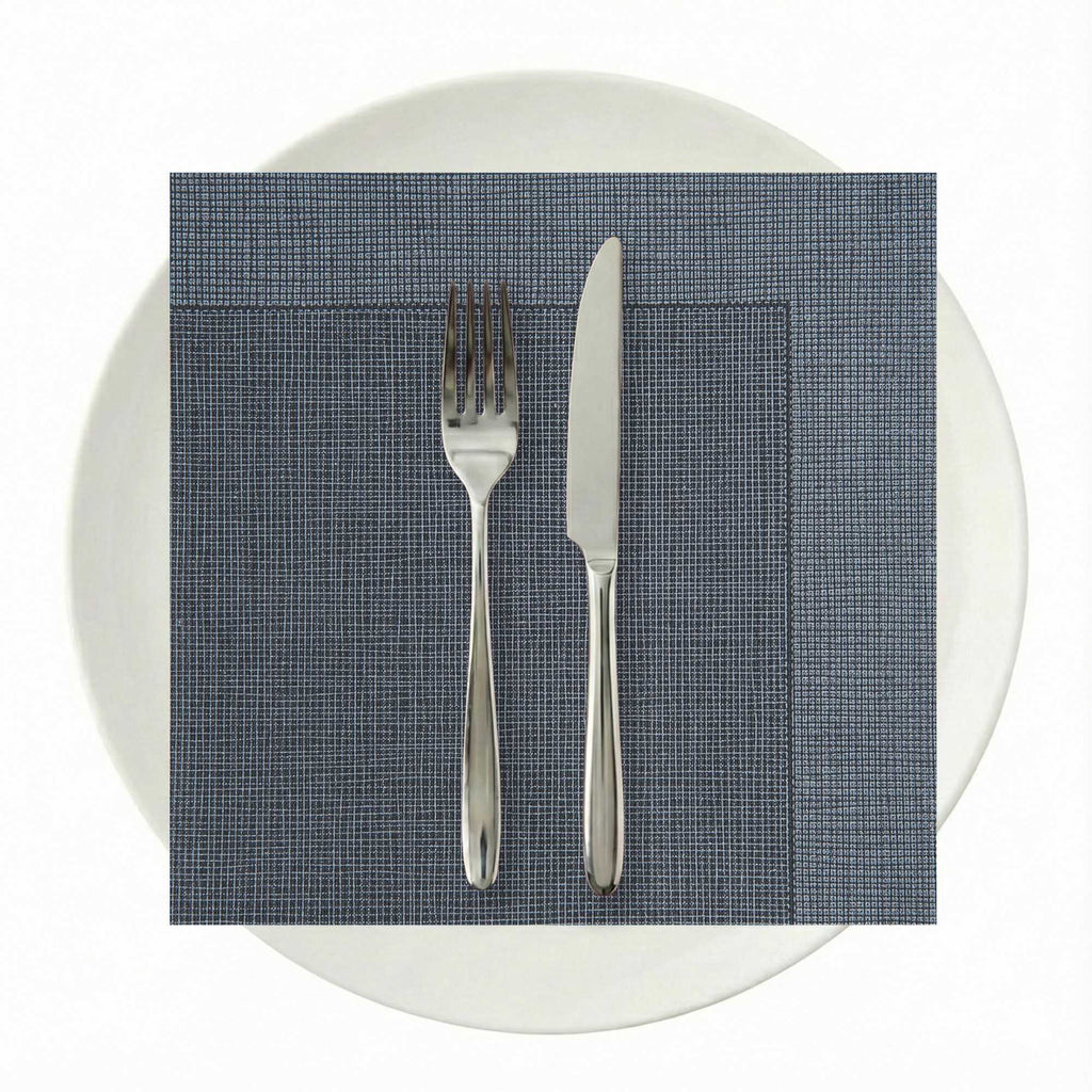 Luxenap Square Black Paper Napkin - Air Laid, with White Threads - 15 3/4" x 15 3/4" - 25 count box