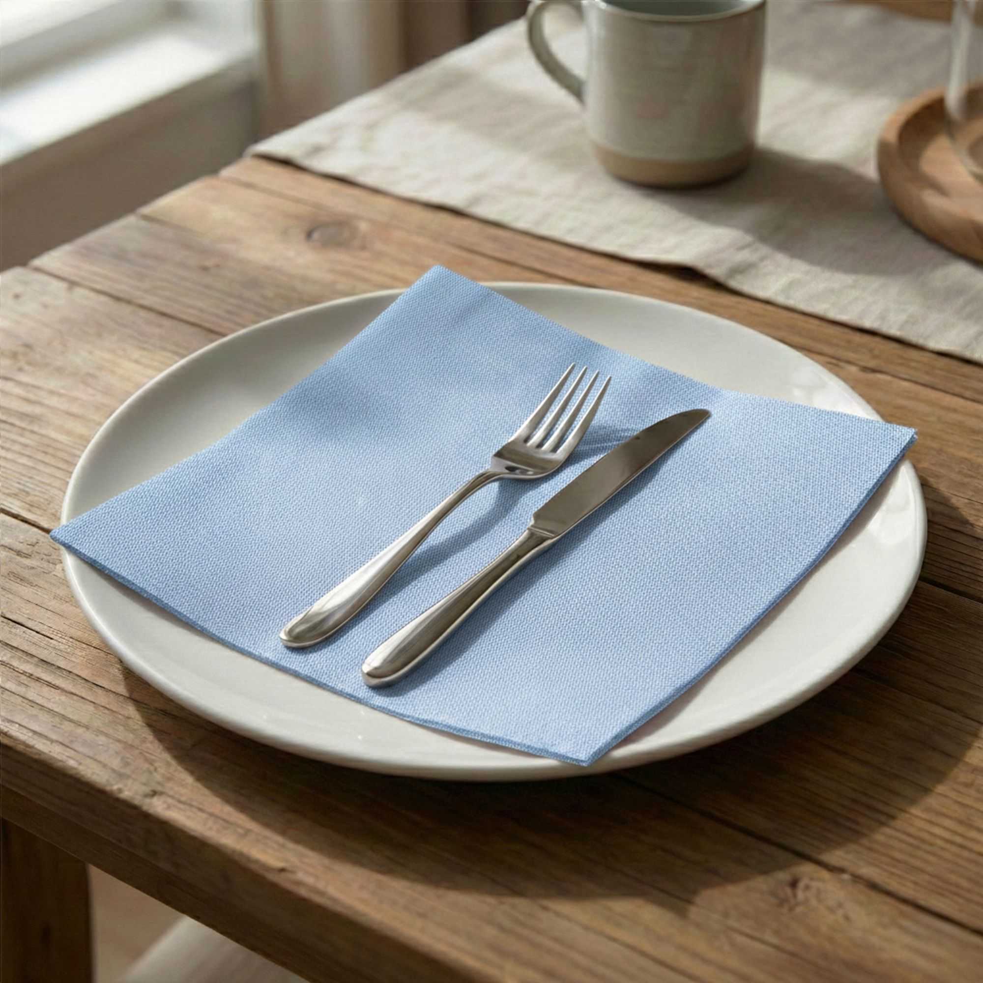 Luxenap Square Celeste Denim Paper Napkin - Air Laid - 15 3/4" x 15 3/4" - 25 count box
