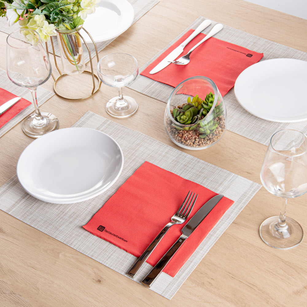 Luxenap Square Red Paper Napkin - Micropoint, 2-Ply - 15 1/2" x 15 1/4" - 50 count box