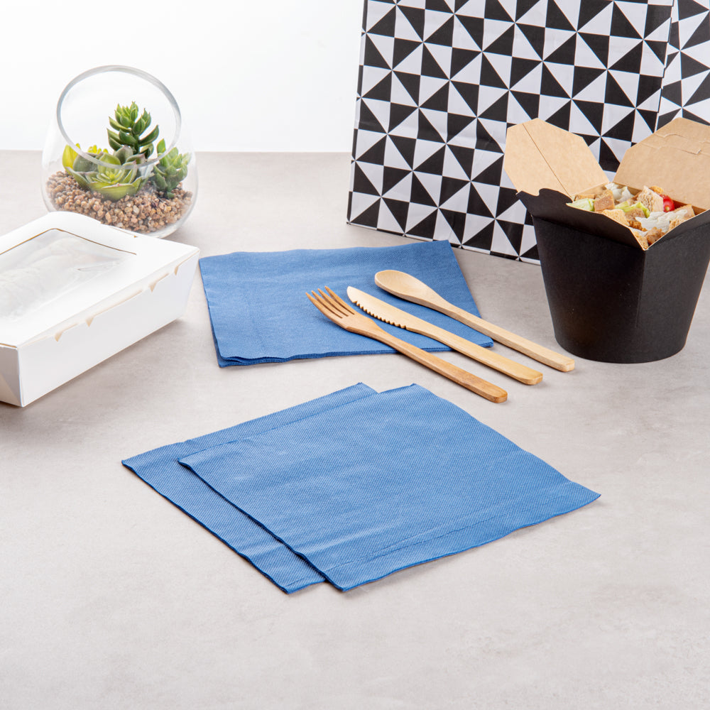 Luxenap Square Navy Blue Paper Napkin - Micropoint, 2-Ply - 15 1/2" x 15 1/4" - 50 count box