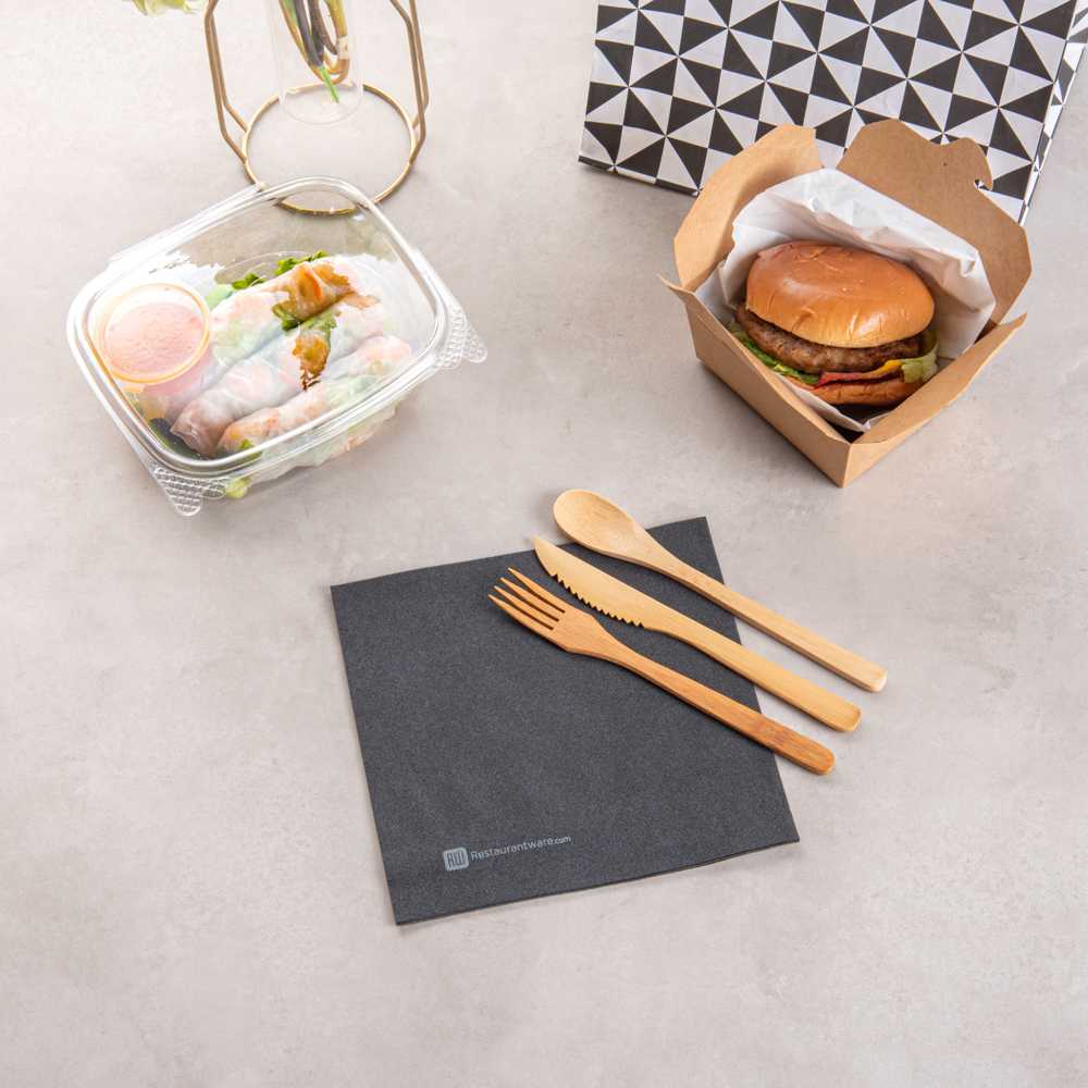 Luxenap Square Pure Black Paper Napkin - Air Laid - 15 3/4" x 15 3/4" - 600 count box