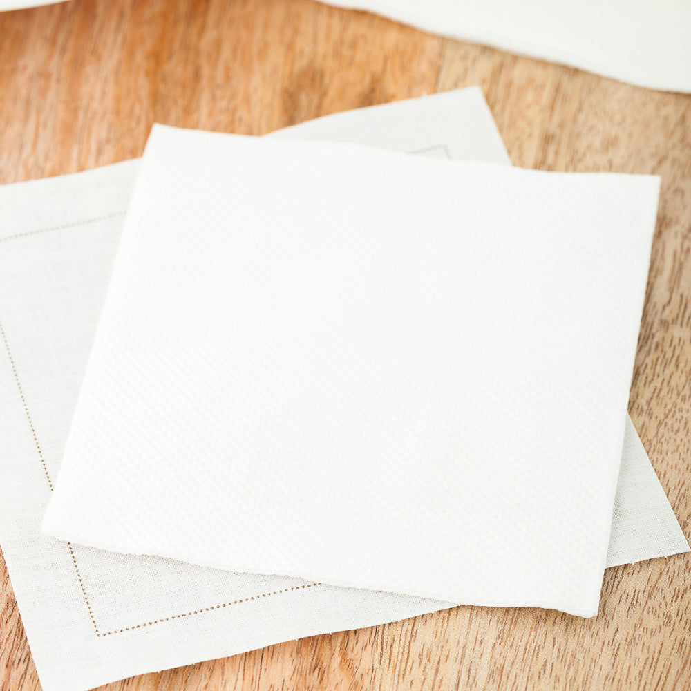 Luxenap Square White Paper Cocktail Napkin - Micropoint, 2-Ply - 7 3/4" x 7 3/4" - 4800 count box