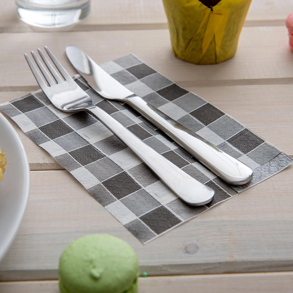 Luxenap Rectangle Black Paper Napkin - Picnic Print, 1-Ply - 7" x 13 1/2" - 7000 count box