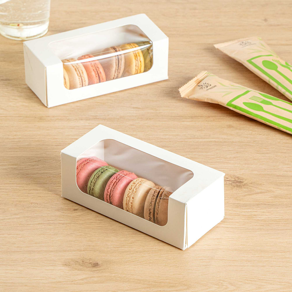 Cafe Vision 13 oz Rectangle White Paper Small Take Out Container - 6" x 2 1/2" x 2" - 50 count box