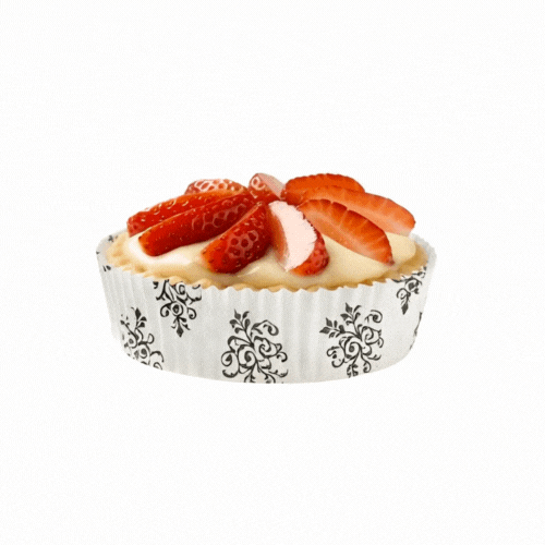 Panificio 4 oz Round Vintage Floral Paper Baking Cup - Ridged - 3 1/2" x 3 1/2" x 1" - 200 count box
