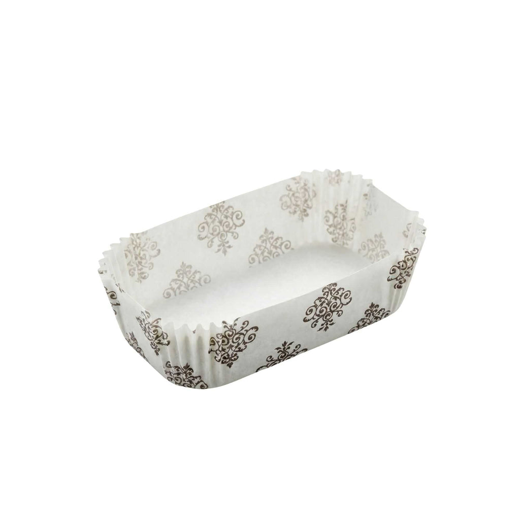 Panificio 5 oz Elliptical Vintage Floral Paper Large Baking Cup - Ridged - 4 1/2" x 2 1/2" x 1 1/4" - 200 count box