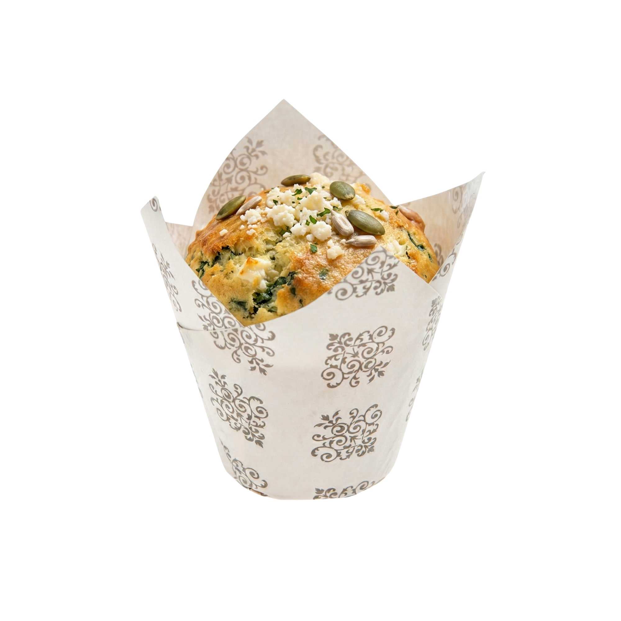 Panificio 2 oz Tulip Vintage Floral Paper Tall Baking Cup - 3 1/4" x 3 1/4" x 3 1/4" - 200 count box
