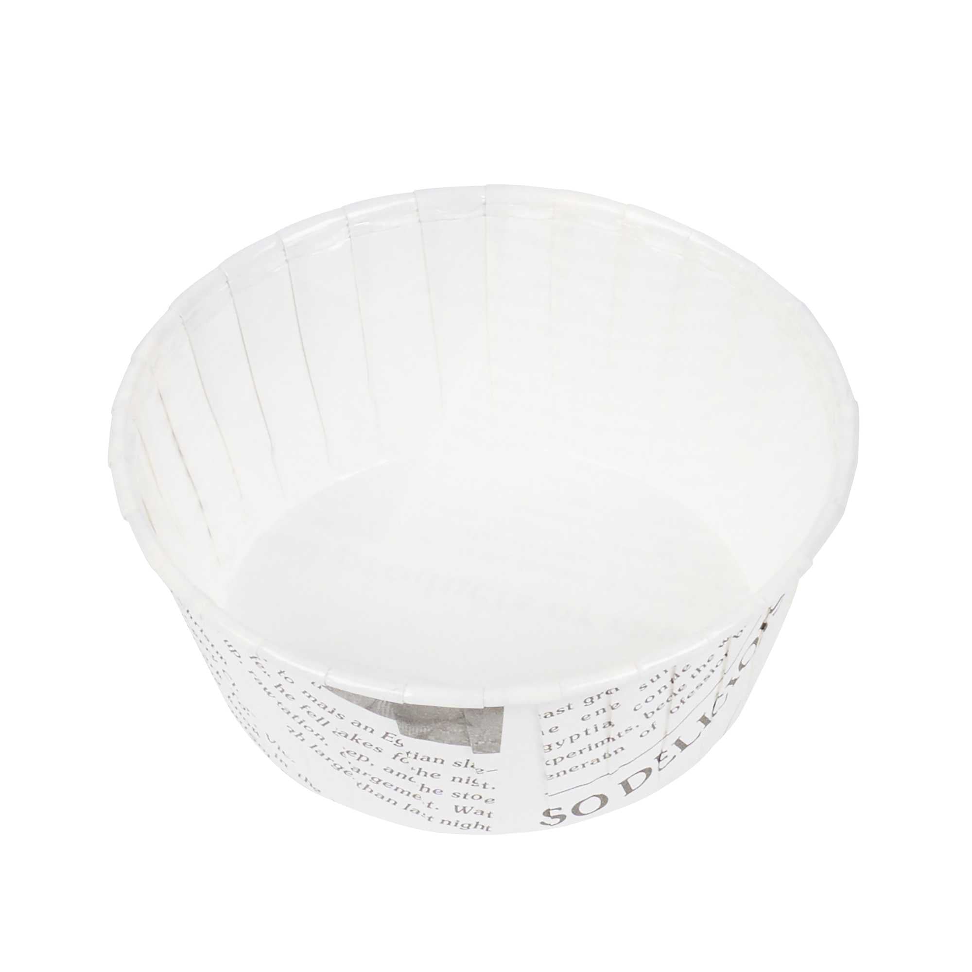 Panificio 5 oz Round Newsprint Paper Large Baking Cup - Pleated - 3 3/4" x 3 3/4" x 1 1/2" - 200 count box