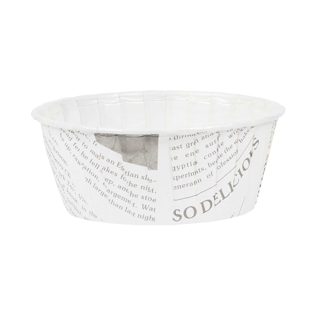 Panificio 5 oz Round Newsprint Paper Large Baking Cup - Pleated - 3 3/4" x 3 3/4" x 1 1/2" - 200 count box