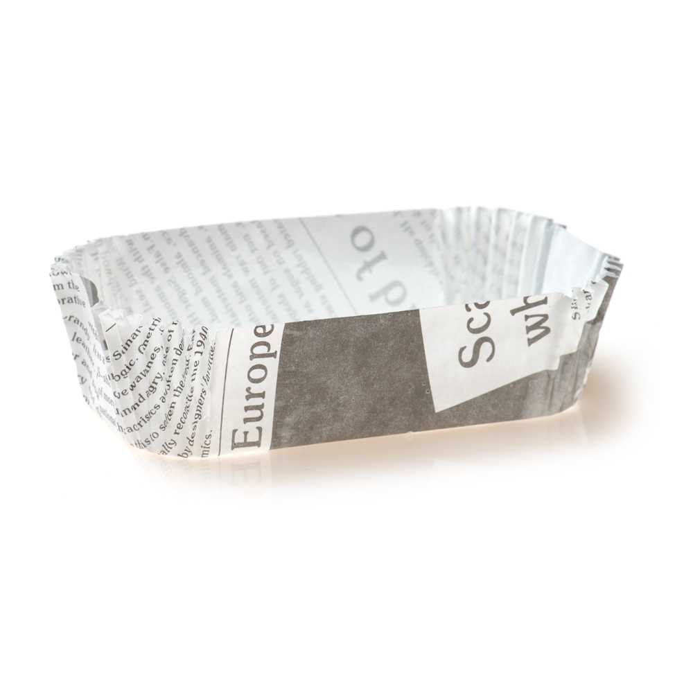 Panificio 5 oz Elliptical Newsprint Paper Large Baking Cup - Ridged - 4 1/2" x 2 1/2" x 1 1/4" - 200 count box