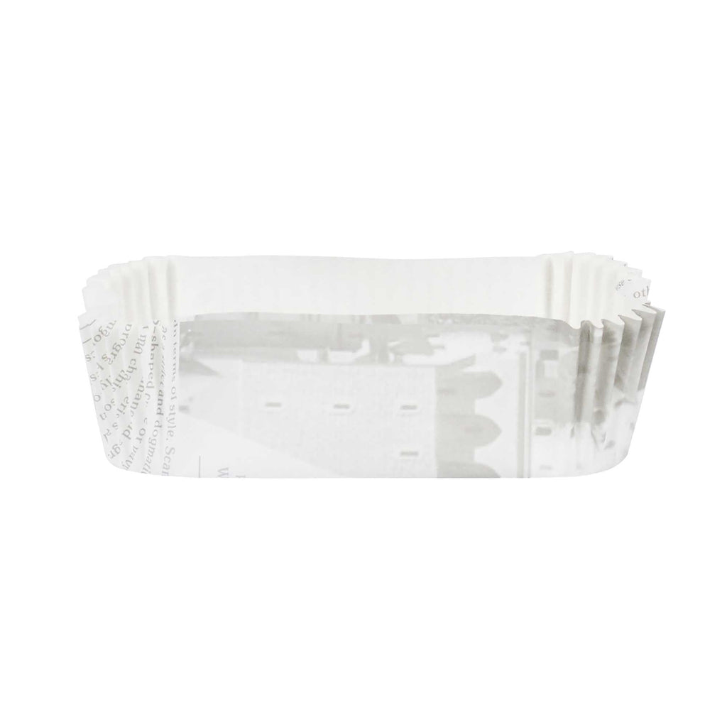 Panificio 5 oz Elliptical Newsprint Paper Large Baking Cup - Ridged - 4 1/2" x 2 1/2" x 1 1/4" - 200 count box