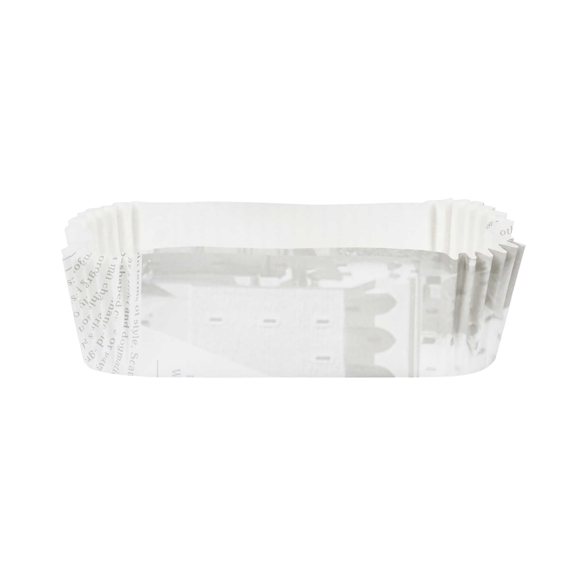 Panificio 5 oz Elliptical Newsprint Paper Large Baking Cup - Ridged - 4 1/2" x 2 1/2" x 1 1/4" - 200 count box