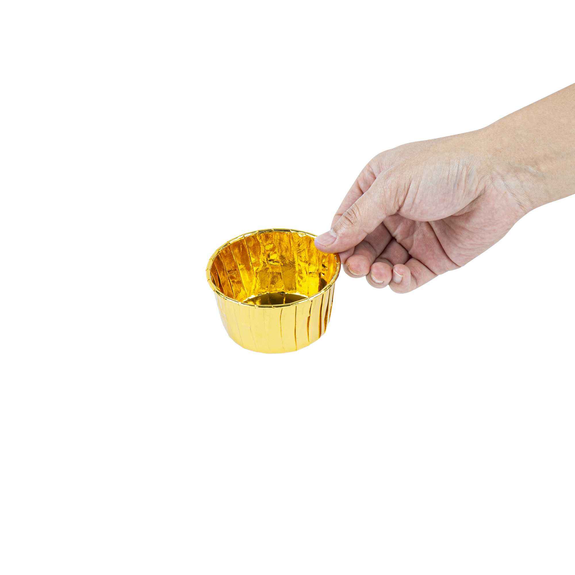 Panificio 5.5 oz Round Rose Gold Paper Large Baking Cup - Pleated - 3" x 3" x 1 1/2" - 200 count box